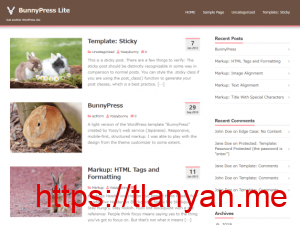 本站换成免费的BunnyPressLite WordPress主题