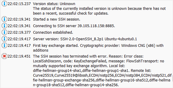 Bitvise连接Ubuntu 20.04报错